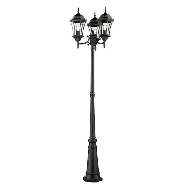 Z-Lite Wakefield Outdoor Post Light, Black & Clear Beveled 522MP3-BK - main